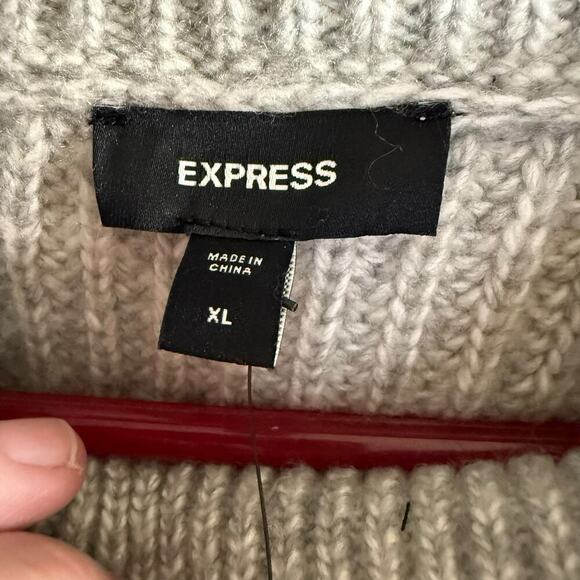 Express Relaxed Mock Neck Cable Knit Sweater Gray 08264060 XL Minimalism NWT - Picture 3 of 8